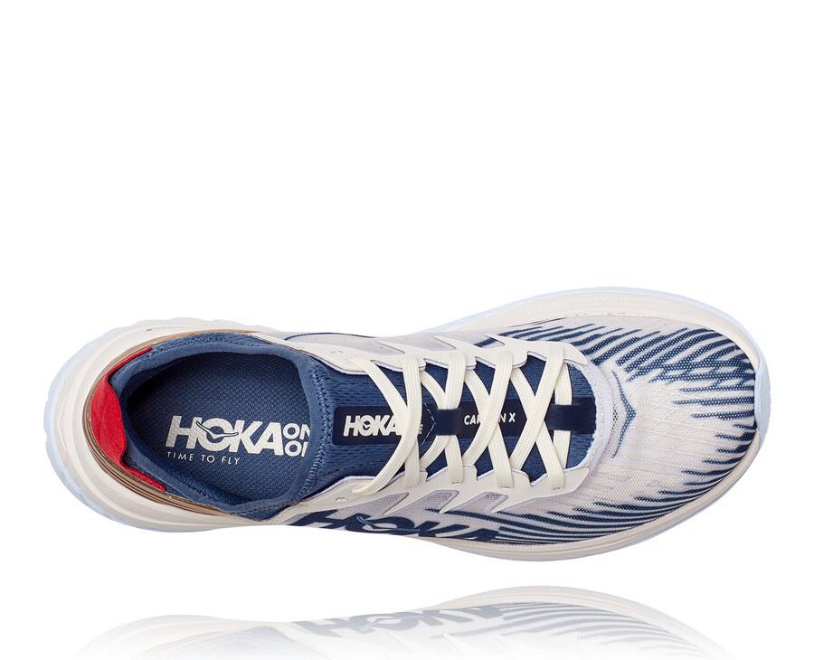 Hoka One One Carbon X-Spe Löparskor Herr - Vita/Blå - UWLQZ-0862